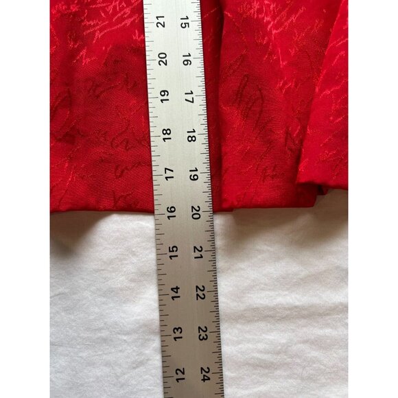 Vintage Red Jacquard Satin Mini Skirt w/Matching Belt 23" Stretch Waist - Picture 11 of 14